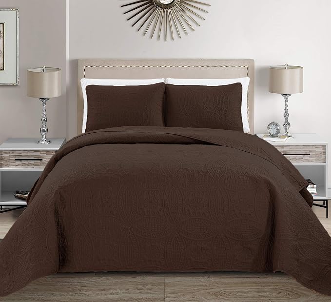 Fancy Collection Embossed Coverlet Bedspread Over Size Set Solid # Austin by Fancy+Linen