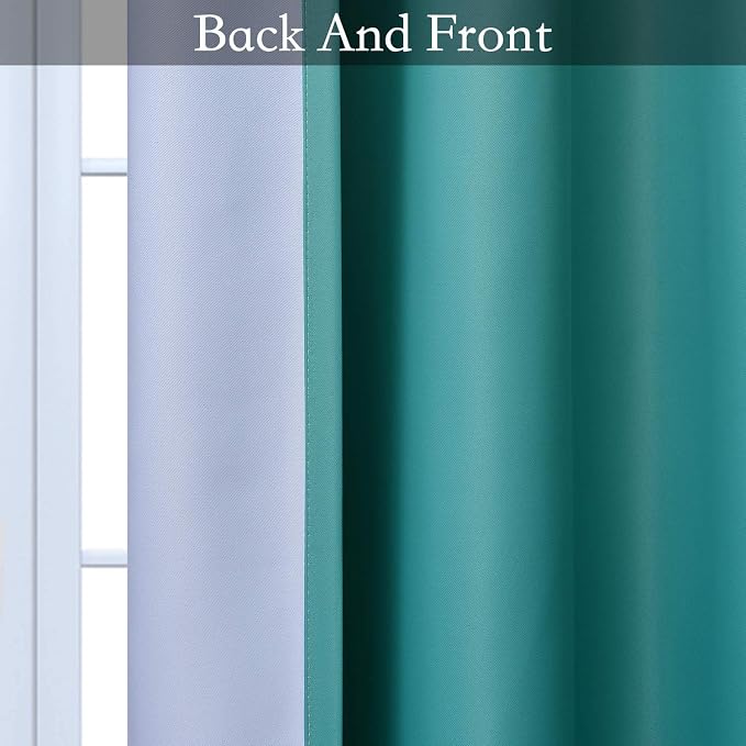 SimpleHome Ombre Gradient Teal White to Gray Curtains - Image 4