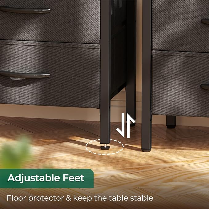 Huuger Nightstand with Charging Station, 27.6 Inch Bedside Table, Side Table | - Image 8