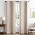 MIULEE 100% Blackout Linen Curtains 42 x 90 Inch Natural 2 Panels | Thermal by MIULEE