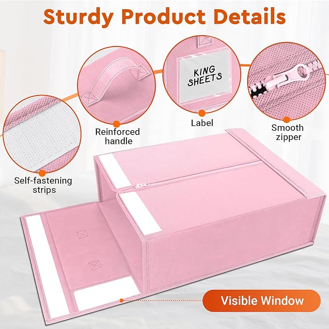 StorageTastic 8 Pack Bed Sheet Closet Organizers and Storage, Sturdy Foldable - Image 5