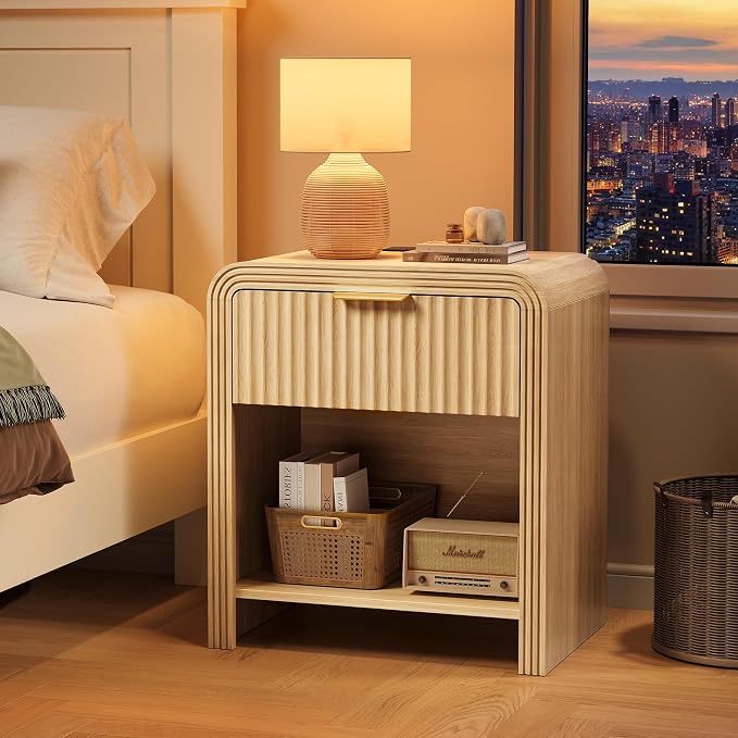 Decofy Fluted 1-Drawer Nightstand Set of 2 - Image 7