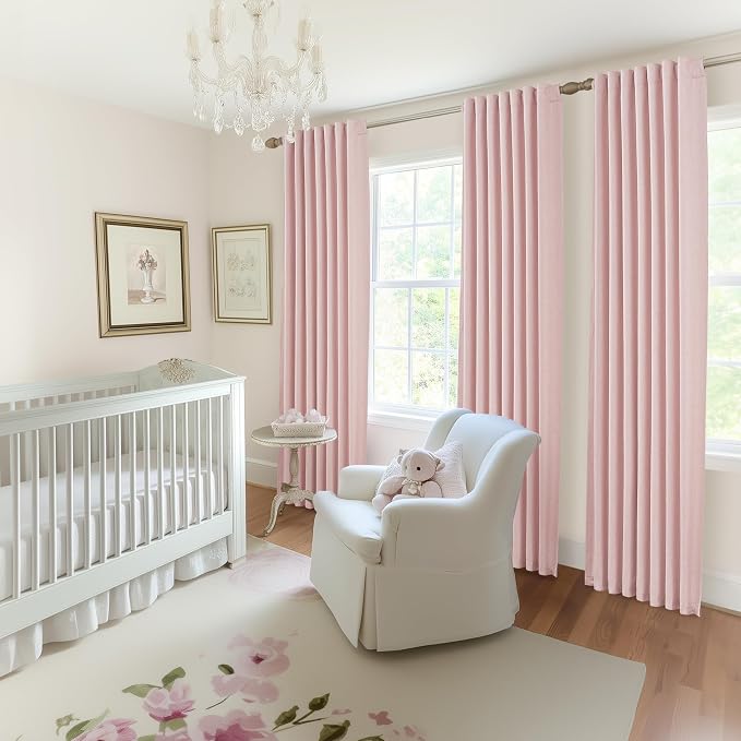 Extra Long Light Baby Pink Blackout Drapes 120 Inches Long 2 Panels - Image 5