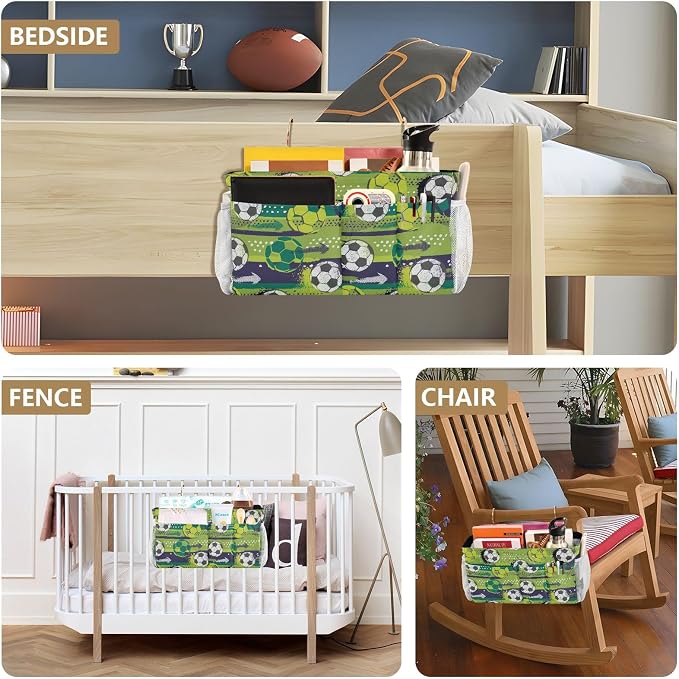 Ball Soccer tag8 Bedside Caddy Storage Bag Bedside Organizer - Image 8