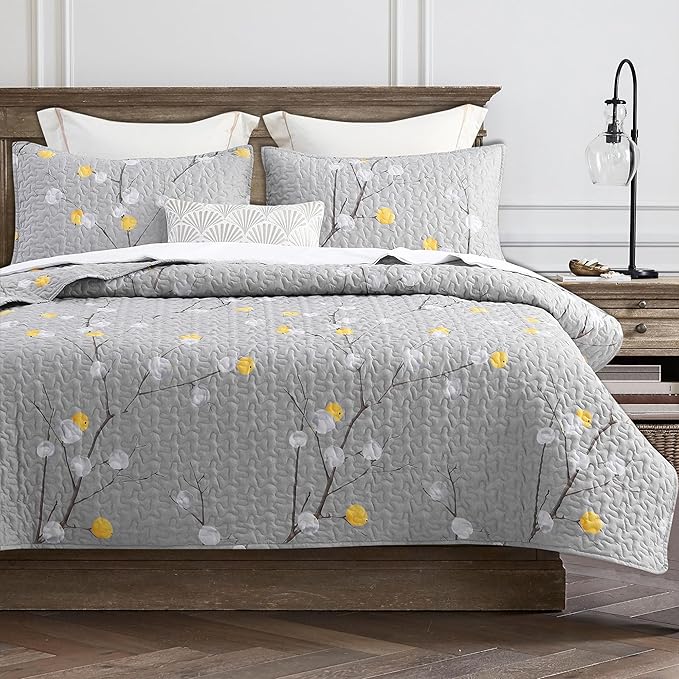 DURLENGEN Quilt Set Queen Size 3Pcs, Soft Microfiber Lightweight Bedspread by DURLENGEN