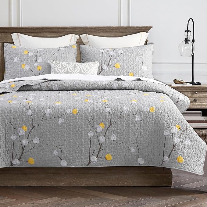 DURLENGEN Quilt Set King Size 3Pcs, Soft Microfiber Lightweight Bedspread by DURLENGEN