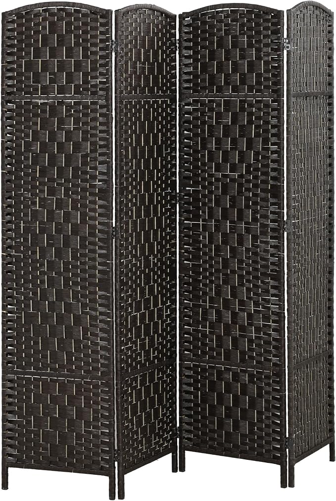 HOMCOM Room Divider 4-Panel, 6FT-Tall Folding Privacy Screen, Coffee | by HOMCOM