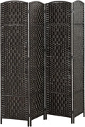 HOMCOM Room Divider 4-Panel, 6FT-Tall Folding Privacy Screen, Coffee | by HOMCOM