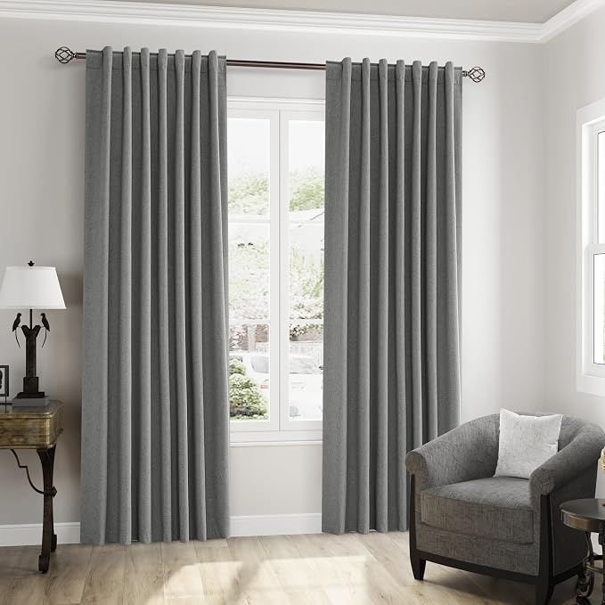 100% Blackout Linen Curtains 120 Inch Length 2 Panels Set - Image 8