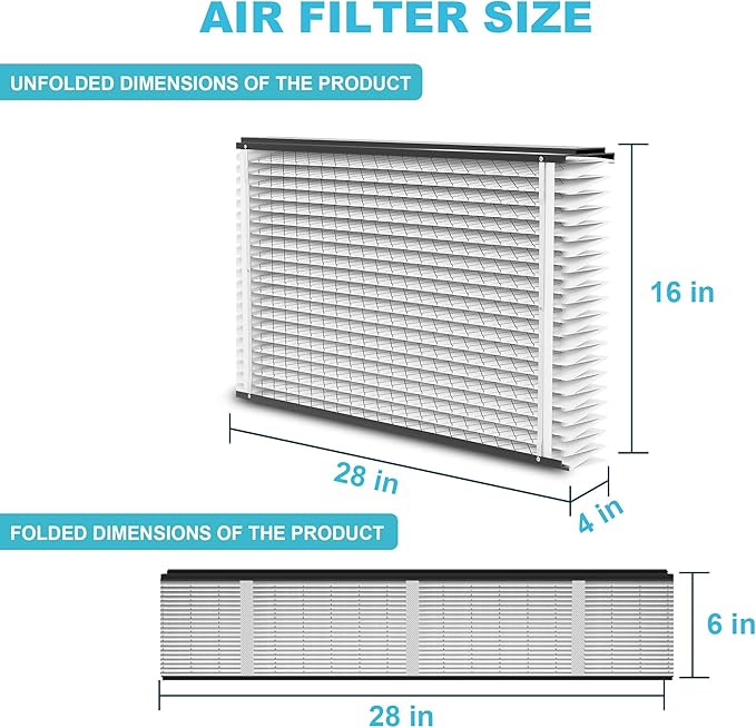 (2-Pack) 410 Replacement Filter Compatible with April-Aire Whole House Air Purifier 4400, 3413, 2416, 2413, 1610, 1413 MERV 10, Actual Size: 16.75" x 27.75" x 4", Nominal Size: 16''x28''x4''