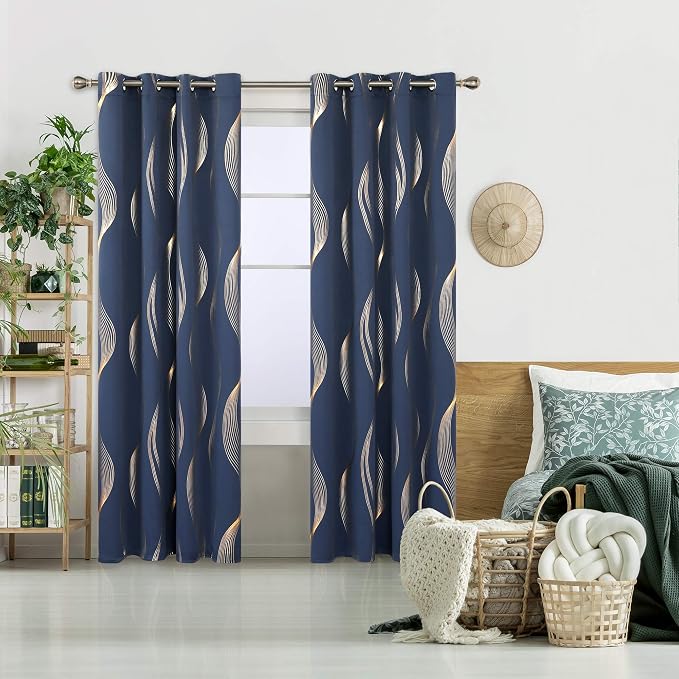 Deconovo Curtains for Living Room, Pattern Blackout Curtains 84 Inches Long | - Image 2