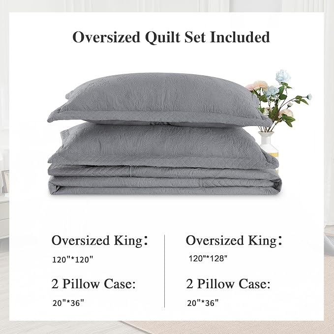 Oversized King Bedspreads 128x120, California King Quilt Sets, Extra Wide Large - Image 7