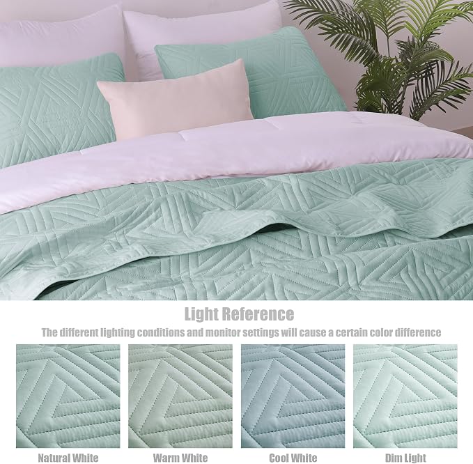 Whale Flotilla Soft Geometric Twin Quilt Set - Image 6