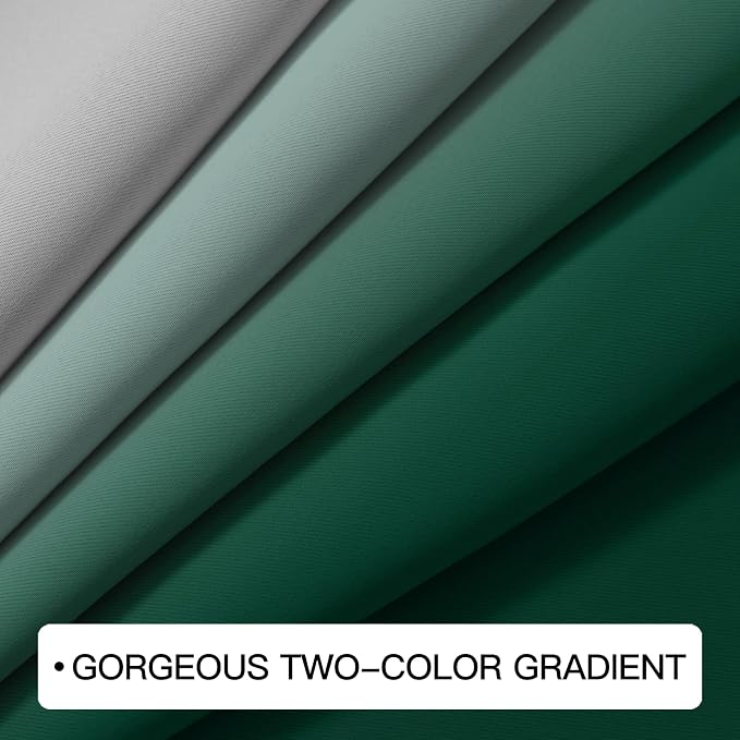 COSVIYA Curtains & Drapes Grommet Ombre Dark Green Curtains W52 x L63 Inch | - Image 6
