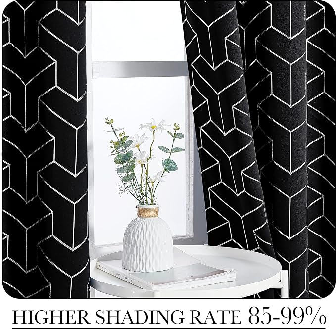 NICETOWN Blackout Curtains for Patio, Foil Printed Geometric Home Decoration - Image 4