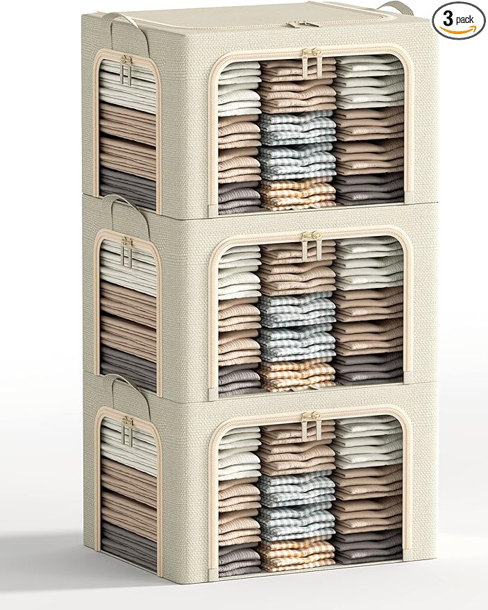 3 Openings Large Clothes Storage Bins by Furnhome