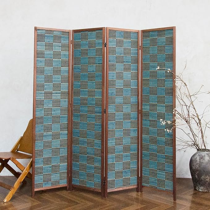 4 Panel Bamboo Room Divider, 5.6 ft Tall Double-Sided Folding Privacy Screen - Image 3