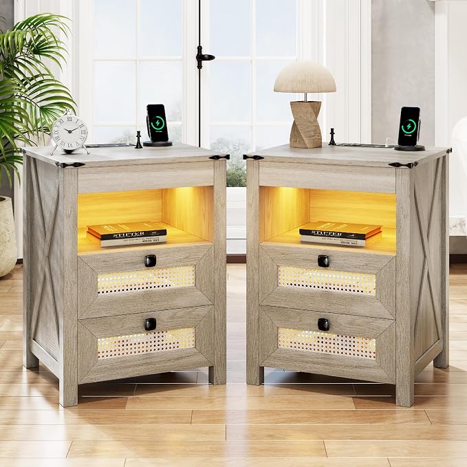 LED Bedside Table Set of 2 by ACTKISS