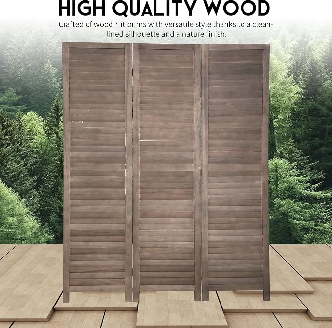 BLKMTY Room Divider 3 Panel Privacy Screen Folding Screen Tall Wood Screen - Image 3