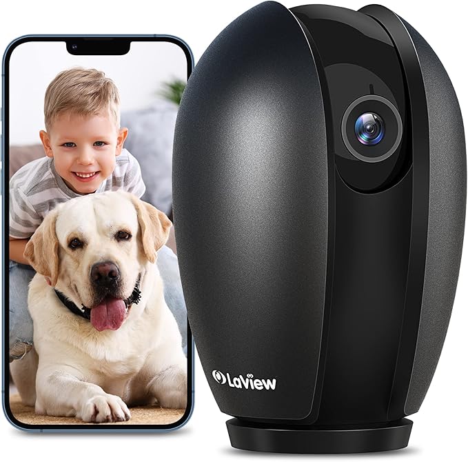 LaView Security Cameras 2k with Color Night Vision, 4MP Cameras for Home Security with Motion Detection, Two-Way Audio, Indoor WiFi Camera for Baby/Pet, Alexa, USA Cloud Service,Black