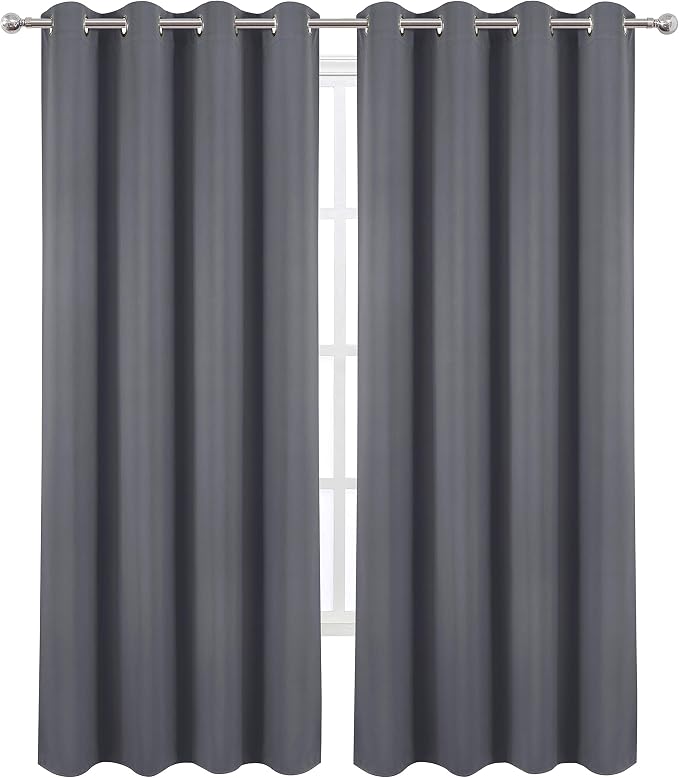 Grey Thermal Blackout Curtains/52 x 95 Inch/Set of 2 Panels Room Darkening - Image 2