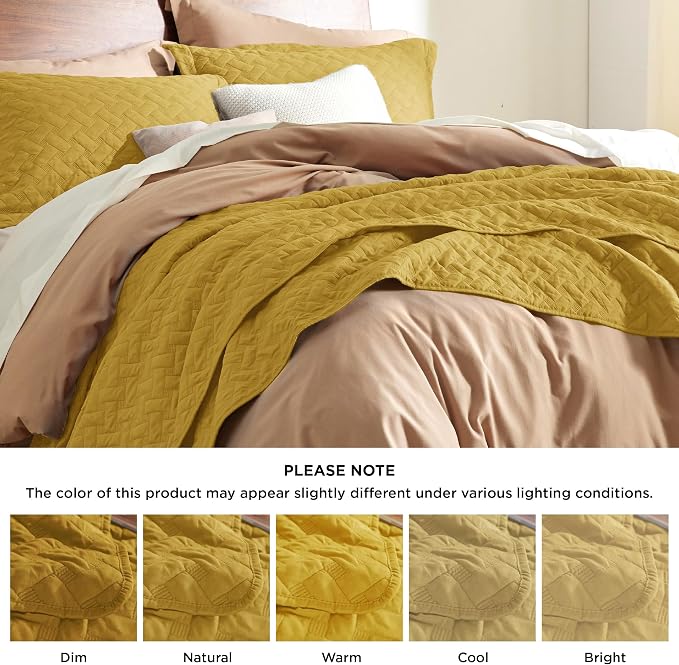 Bedsure King Size Quilt, Lightweight Comforter, Mustard Yellow Bedspread | - Image 7