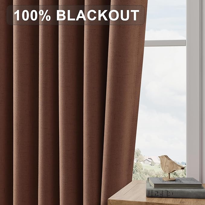 Joywell 100% Blackout Linen Curtains 96 Inches Long - Image 7