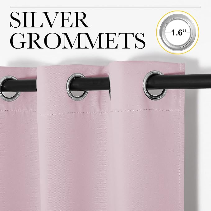 NICETOWN Baby Pink Blackout Curtains 120 inches Length - Image 2