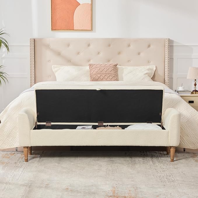 66" Modern Upholstered Storage Ottoman, Fashion Bench End Of Bed - Image 5