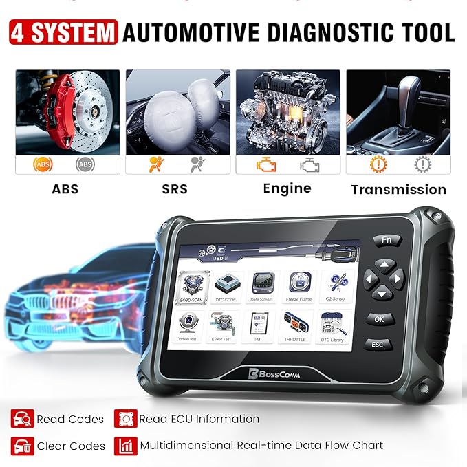 2026 BOSSCOMM IF742 OBD2 Scanner, ABS/SRS/Transmission/Check Engine Code Reader Scan Tool with 6 Resets, ABS Bleeding/Oil/EPB/SAS/Throttle/BMS, Scanner Diagnostic Tool for All Cars, Upgraded of IF740
