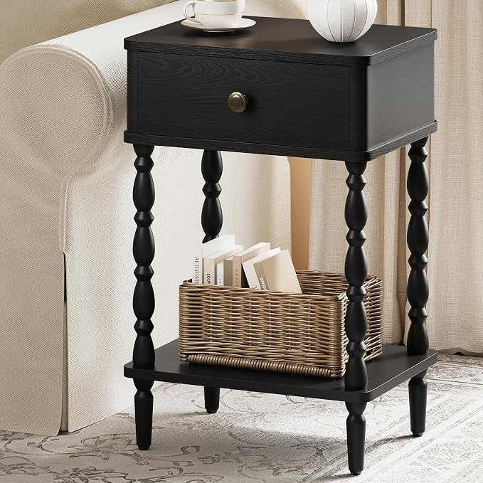Yoobure Black Nightstand with Drawer by Yoobure