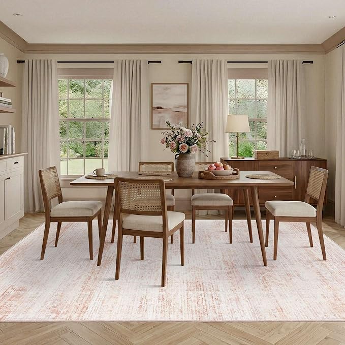 Latte&Fog 8x10 Area Rugs for Living Room Washable Large Pink Rugs Cute | Non - Image 4