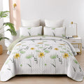 Dinjoy Floral Quilt Set Queen, Fower Plant Bedspread Coverlet Set 3 Pieces | by DINJOY