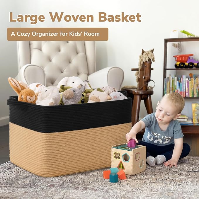 Goodpick 85L Large Woven Rope Blanket Basket, Pillows & Toys, Home Organization - Image 2