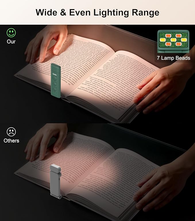 Gritin Book Light Rechargeable, Clip on LED Reading Light - Image 5