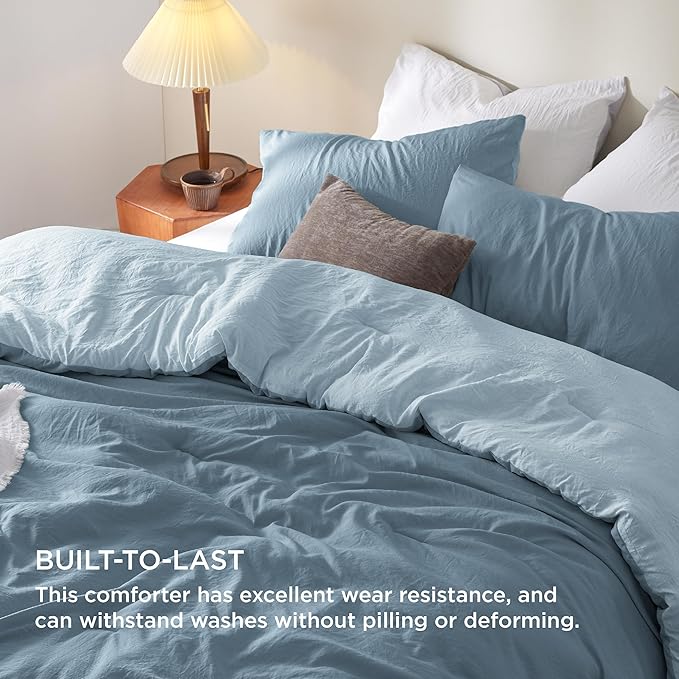 Bedsure Queen Comforter Set, Mineral Blue Soft Prewashed Bedding - Image 3