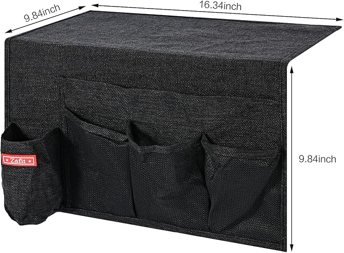 Zafit Linen 5 Pockets Bedside Caddy, Bedside Storage Organizer - Image 3