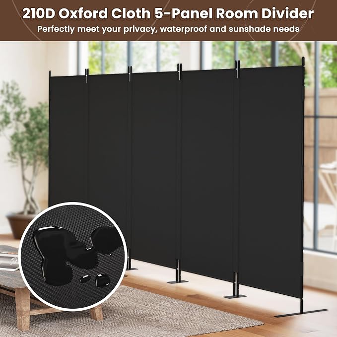 Room Divider 5 Panel Privacy Screen - Image 7