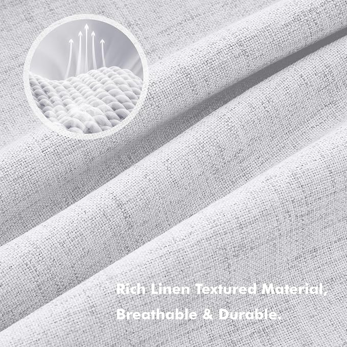 MIULEE 100% Blackout Linen Curtains 42 x 63 Inch Grayish White 2 Panels | - Image 3