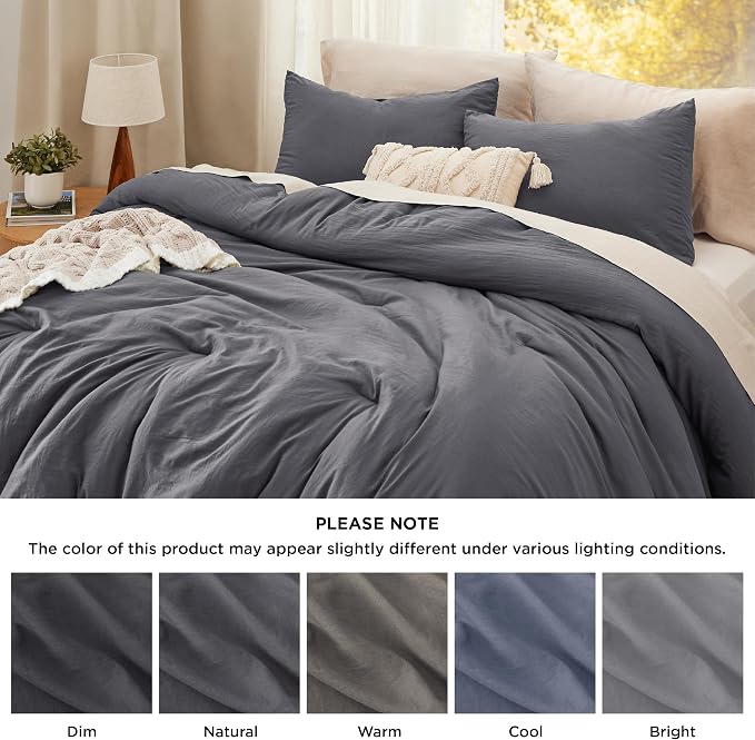 Bedsure California King Comforter Set, Dark Grey Soft Prewashed Bedding - Image 7
