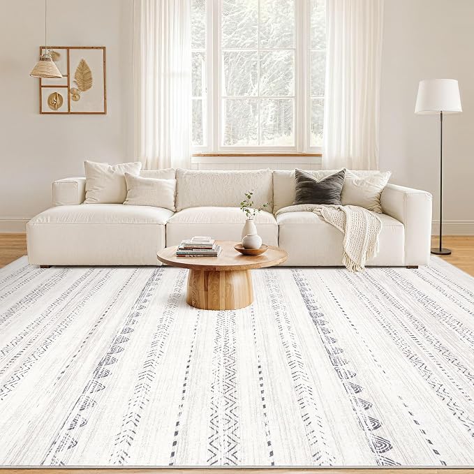 Nakagishi 8x12 Area Rugs Living Room: Washable Boho Large Neutral Soft - Image 4