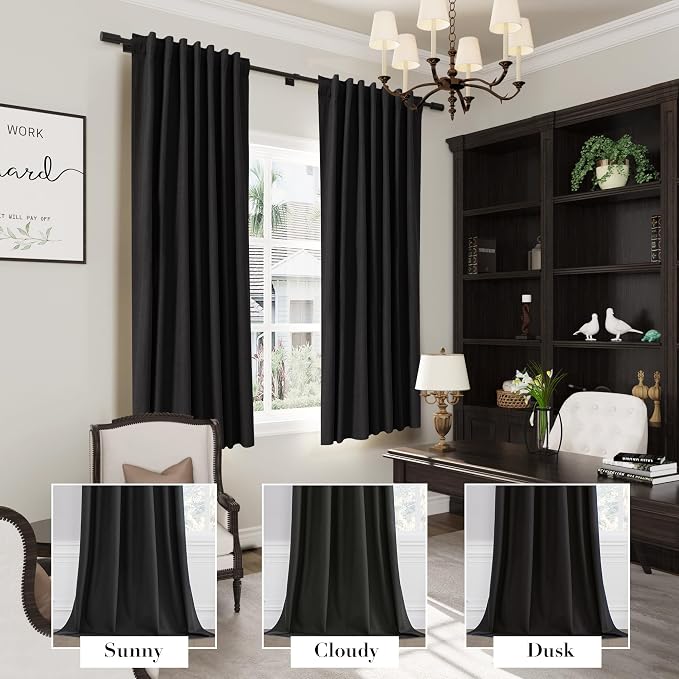 Joywell 100% Blackout Linen Curtains 63 Inches Long - Image 6