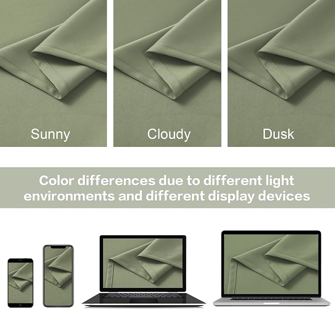 Light Sage Green Curtains 90 Inches Long Back Tab/Rod Pocket Room Darkening - Image 5