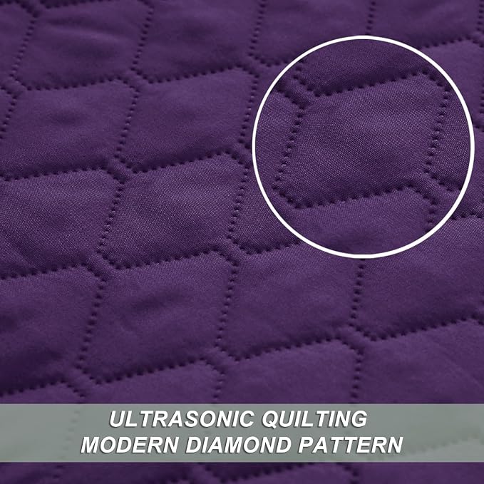 Exclusivo Mezcla Reversible King Size Quilt Bedding Set, Deep Purple | - Image 4