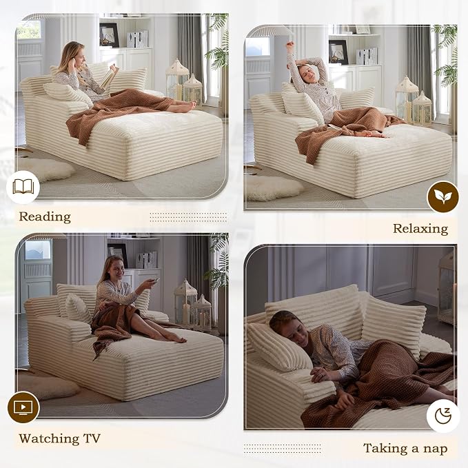 Oversized Chaise Lounge Chair Indoor, Comfy Fluffy Cloud Couch, Modern Deep - Image 5