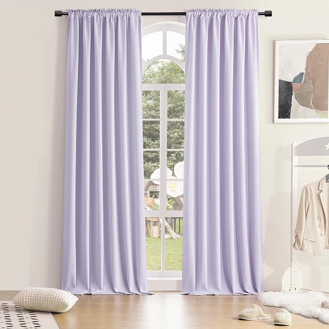 96 Inches Long 2 Panels Blackout Curtain Panels by DONREN