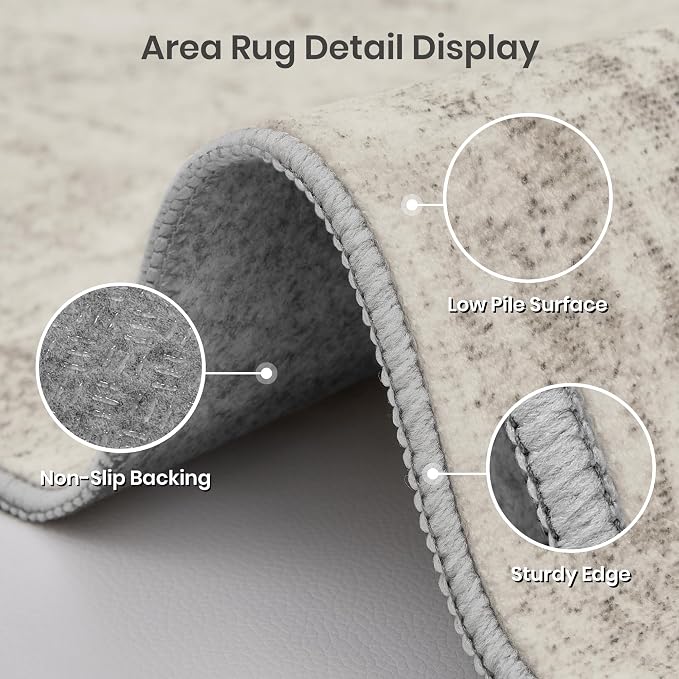 4x6 Area Rug for Entryway, Non Slip Washable Bedroom Rug, Stain Resistant Low - Image 4