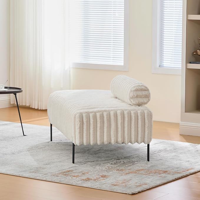 KEIKI 49.6" Upholstered Sofa End of Bed Bench Ottoman Footrest, Mini Loveseat - Image 7