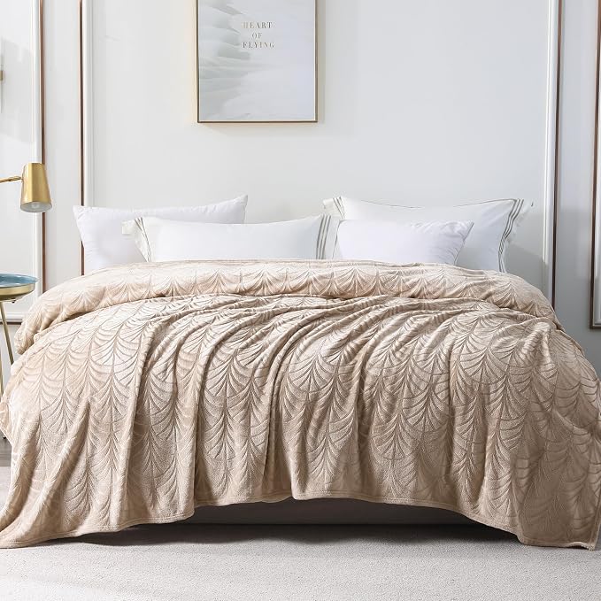 Whale Flotilla Soft Flannel Fleece Bed Blanket Queen Size, Champagne | Cozy - Image 8