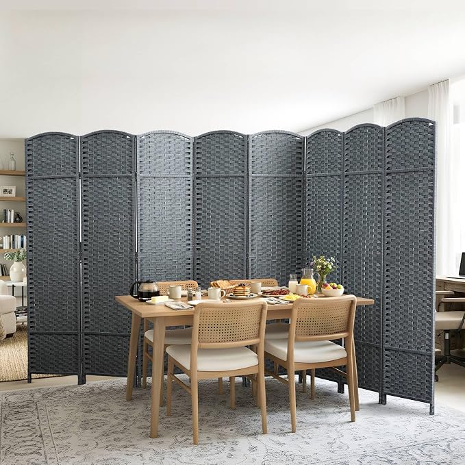 8 Panel Woven Room Divider, Large Freestanding Decorative Partition - Image 7